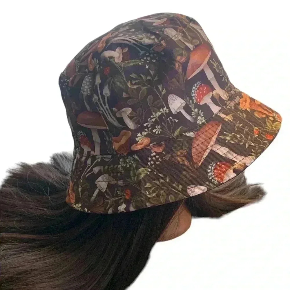 Mushroom Print Bucket Hat - Brown Multi - Picture 2 of 7